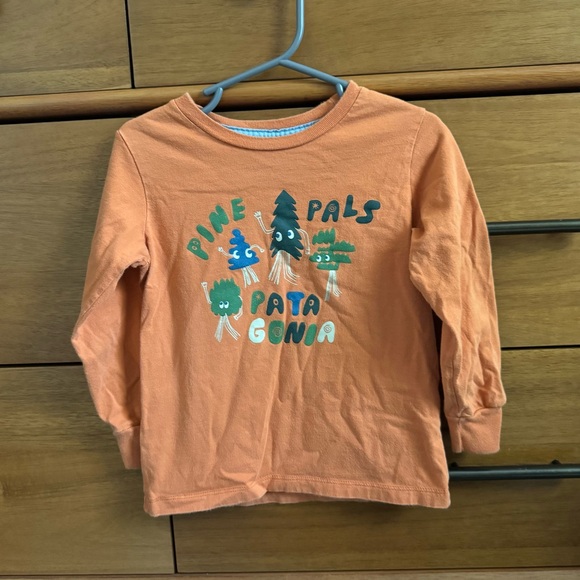 Patagonia Toddler Pine Pals Orange Long Sleeve Tee Organic Pilot Cotton Size 3t - Picture 1 of 6